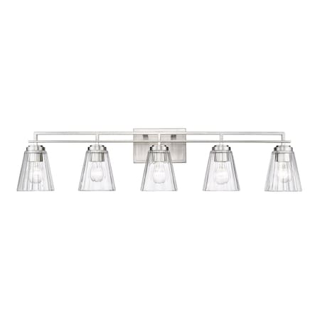 Z-Lite Lyna Vanity, 5-Light, 38.75 In.W x 6.5 In.L x 9 In.H, Brushed Nickel/Clear 823-5V-BN